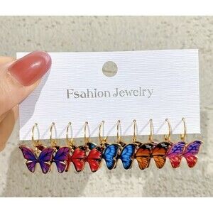 5-Pairs Butterfly Dangle Earrings